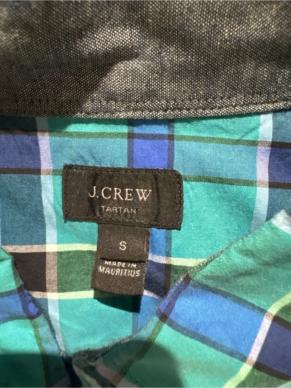 J. Crew blue teal tartan plaid long sleeve button down shirt size S
